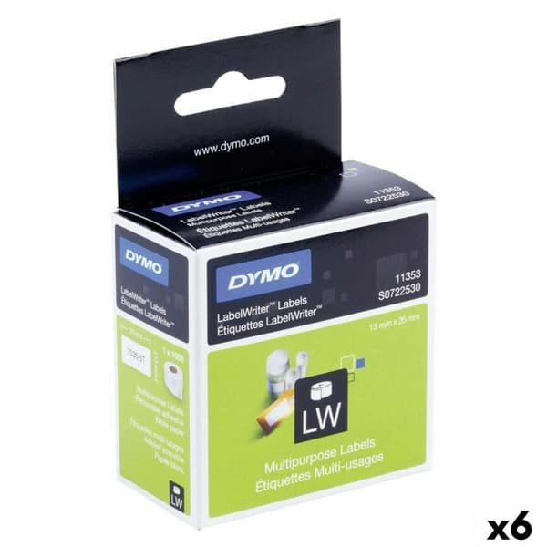 Printer labels Dymo Hvid Sort 1000 Dele 13 x 25 mm (6 enheder)
