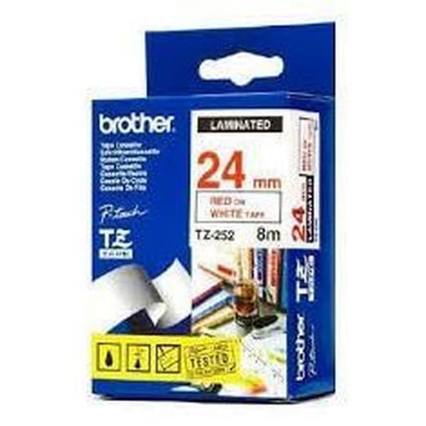 Lamineret tape til mærkningsmaskiner Brother TZE355 Hvid/Sort 24 mm