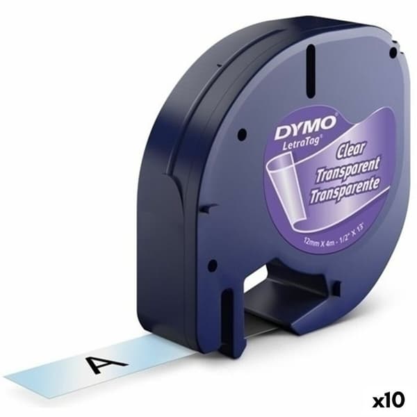 Lamineringsteip for merkemaskin Dymo 12267 12 mm x 4 m Gjennomsiktig Plast Svart (10 enheter)