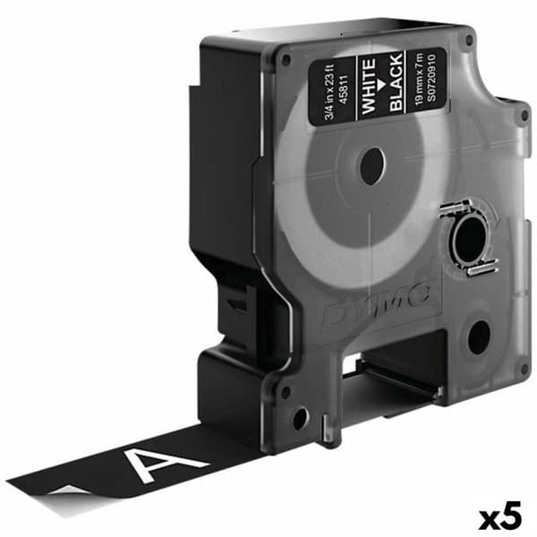 Laminoitu teippi tarrakoneelle Dymo D1 45811 LabelManager™ Valkoinen Musta (5 osaa)