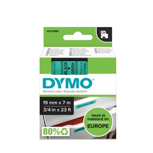 Laminoitu teippi tarrakoneelle Dymo D1 45809 LabelManager™ Musta Vihreä (5 osaa)