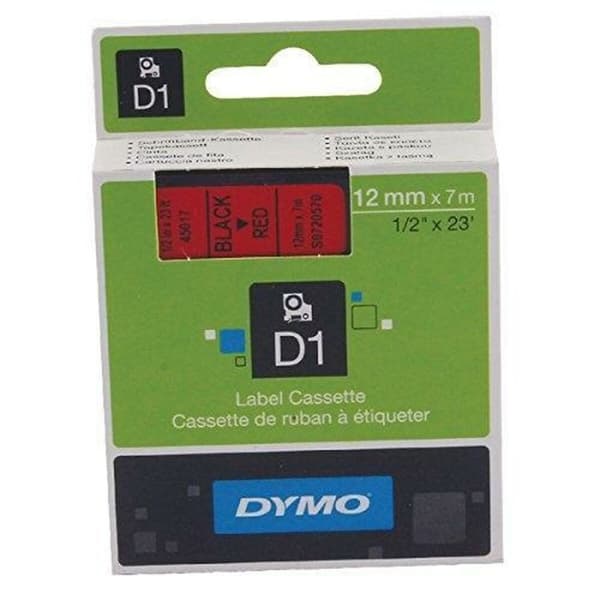 Laminoitu teippi tarrakoneelle Dymo D1 45017 12 mm LabelManager™ Punainen Musta (5 osaa)