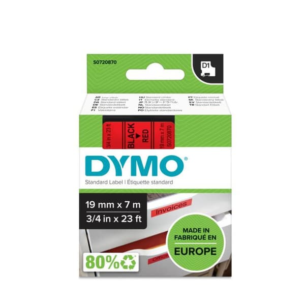 Laminoitu teippi tarrakoneelle Dymo D1 45807 LabelManager™ Musta Punainen (5 osaa)