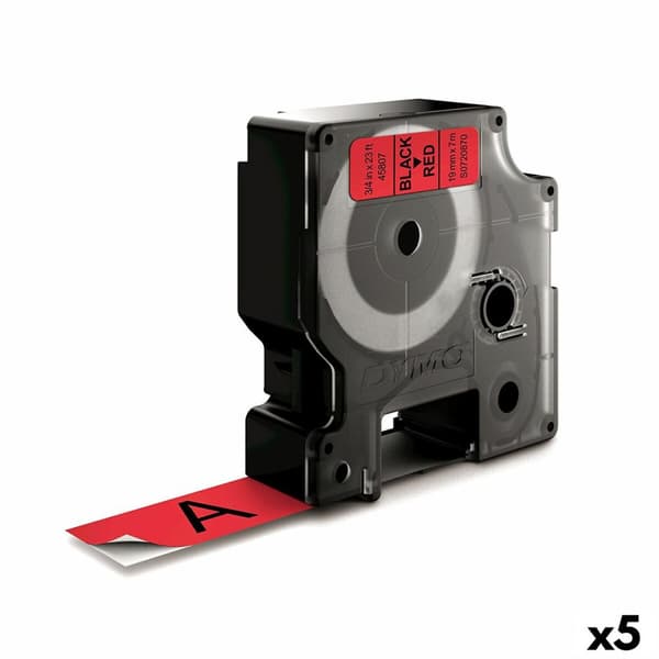 Laminoitu teippi tarrakoneelle Dymo D1 45807 LabelManager™ Musta Punainen (5 osaa)