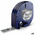 Pikkukuva 1 / 3: Laminoitu teippi tarrakoneelle Dymo 91208 LetraTag® Musta Hopea 12 mm (10 osaa)