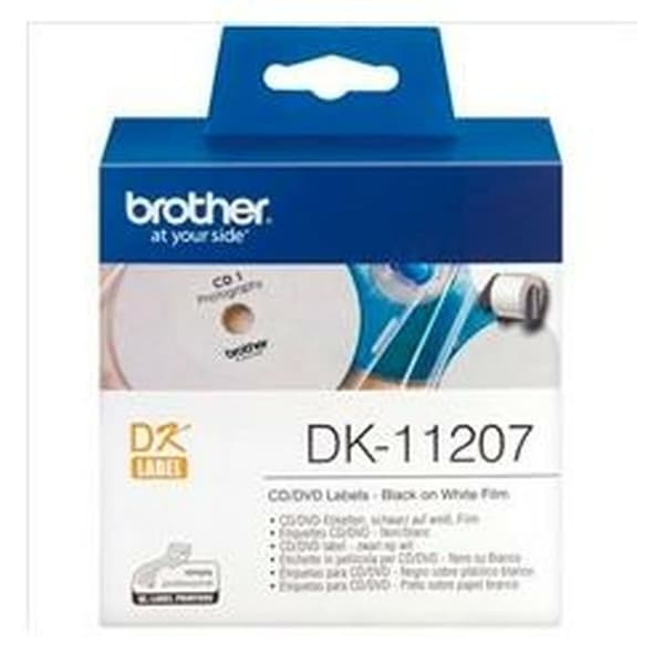 Tulostintarrat Brother DK-11207 CD/DVD ø 58 mm Musta/valkoinen