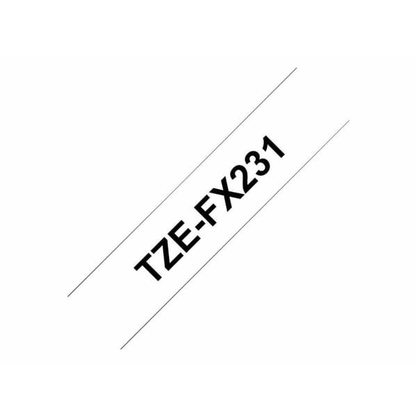 Laminoitu teippi tarrakoneelle Brother TZEFX231 Musta/valkoinen 12 mm 12 mm x 8 m
