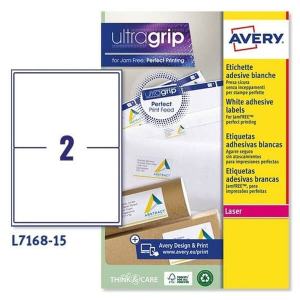Etiketter till Skrivare Avery L7168 Vit 15 Blad 199,6 x 143,5 mm (5 antal)