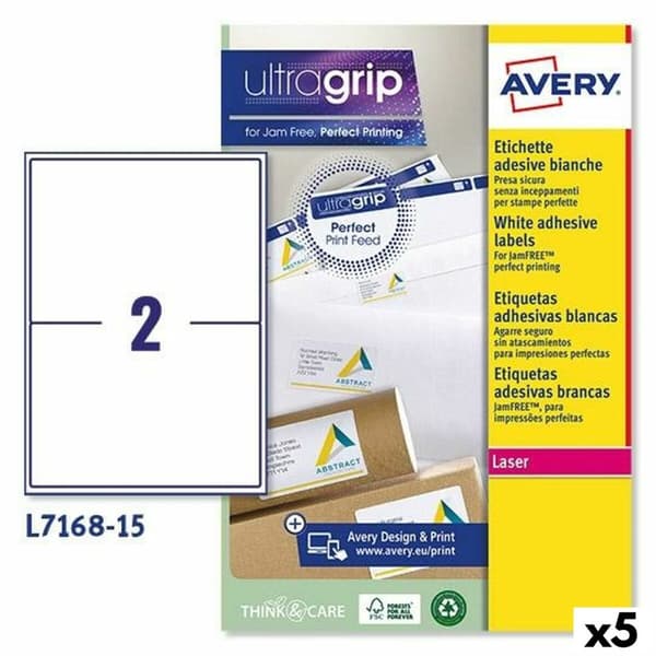 Etiketter till Skrivare Avery L7168 Vit 15 Blad 199,6 x 143,5 mm (5 antal)
