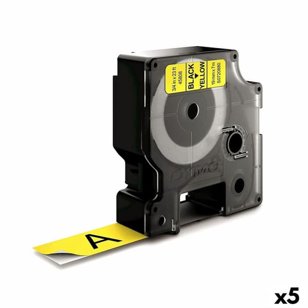 Laminoitu teippi tarrakoneelle Dymo D1-19 45808 LabelManager™ Musta Keltainen (5 osaa)