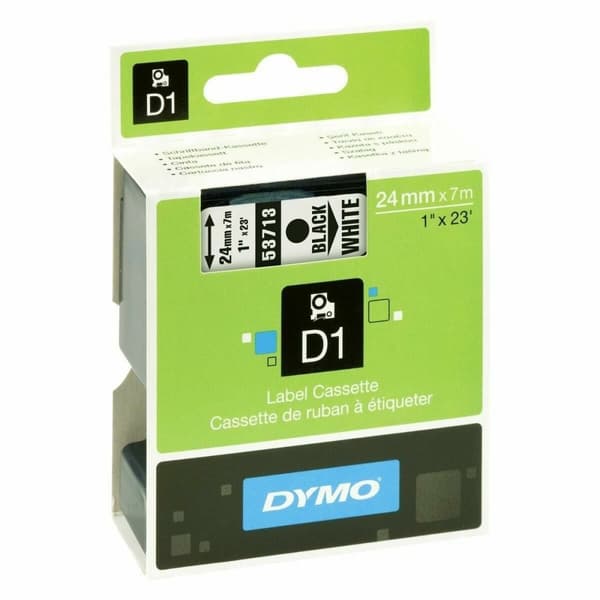 Laminerat Band till Etikettskrivare Dymo S0720930 Vit/Svart Svart/Vit 24 mm