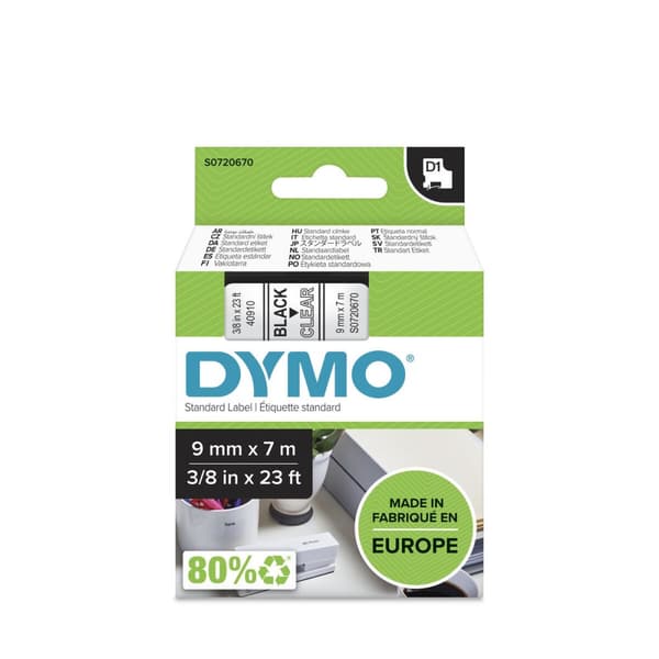 Laminerat Band till Etikettskrivare Dymo LM D1 Svart