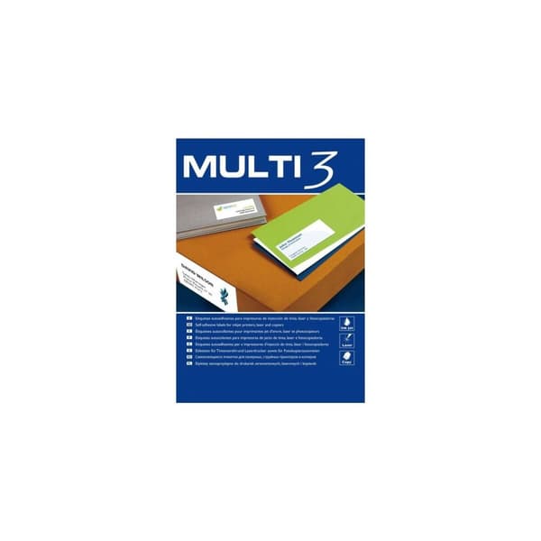 Etiketter till Skrivare MULTI 3 Vit Upprätt 100 Blad 70 x 33,8 mm Inkjet Láser (24 antal)