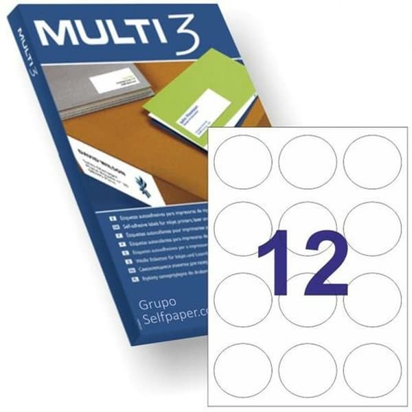 Etiketter till Skrivare MULTI 3 Vit 100 Blad ø 60 mm Rund