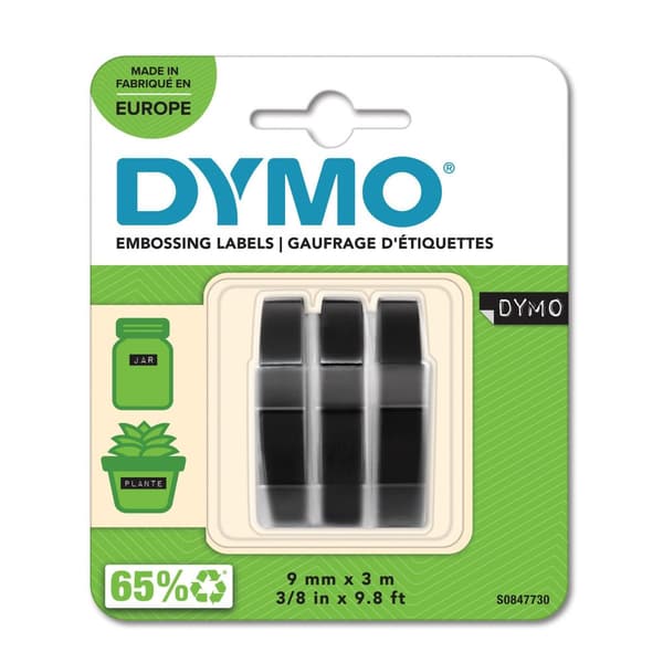 Präglingsband DYMO 9mmx3m svart 3/fp