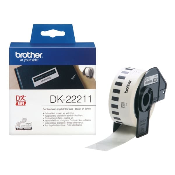 Tulostintarrat Brother DK-22211 29 mm Valkoinen Musta/valkoinen