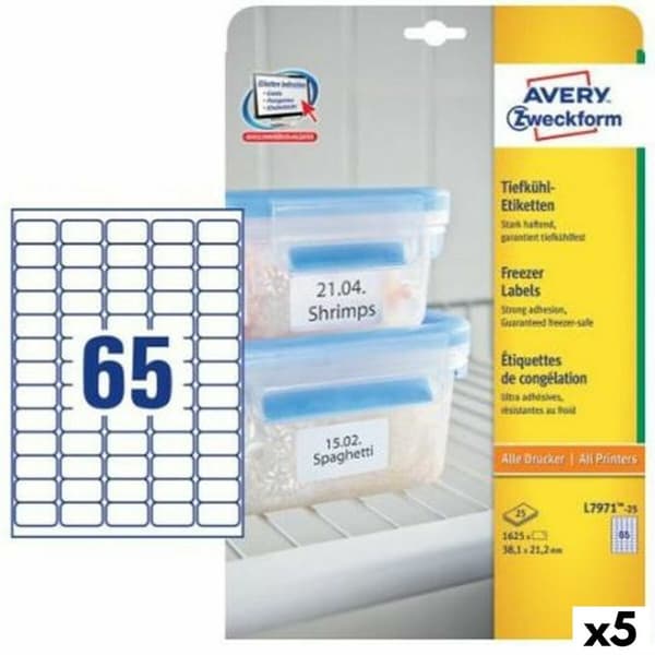 Etiketter till Skrivare Avery L7971 Vit 25 Blad 38,1 x 21,1 mm (5 antal)
