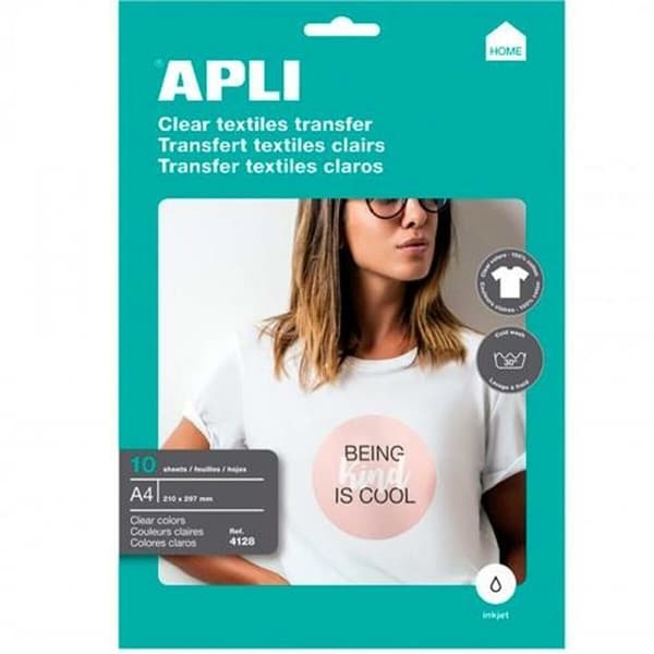 Skrivarpapper Apli 4128 10 Blad Vit A4 Textil