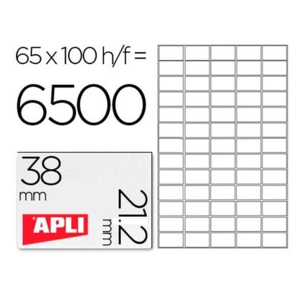 Självhäftande etiketter Apli 1283 Vit 100 Blad 38 x 21,2 mm
