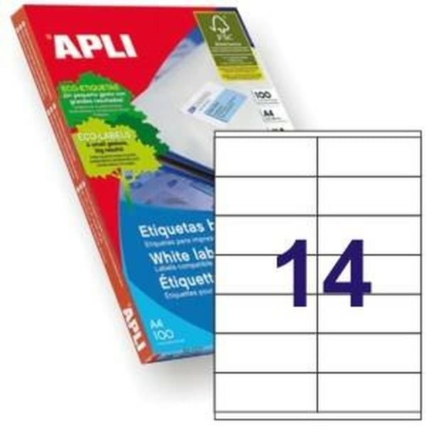 Självhäftande etiketter Apli 1275 100 Blad 105 X 40 mm Vit