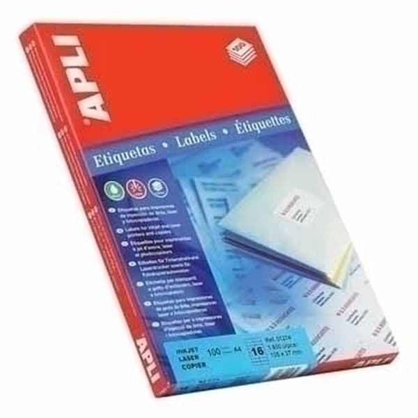 Tulostintarrat Apli 100 Levyt 64 x 33,9 mm Valkoinen