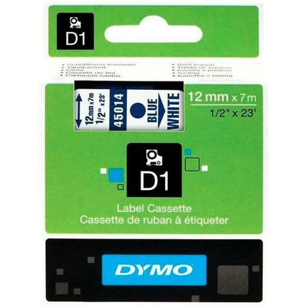 Laminoitu teippi tarrakoneelle Dymo D1 45014 12 mm LabelManager™ Valkoinen Sininen Musta (5 osaa)
