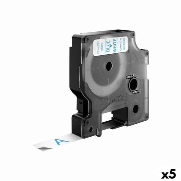 Laminoitu teippi tarrakoneelle Dymo D1 45014 12 mm LabelManager™ Valkoinen Sininen Musta (5 osaa)
