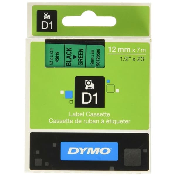 Laminoitu teippi tarrakoneelle Dymo D1 45019 12 mm LabelManager™ Vihreä Musta (5 osaa)