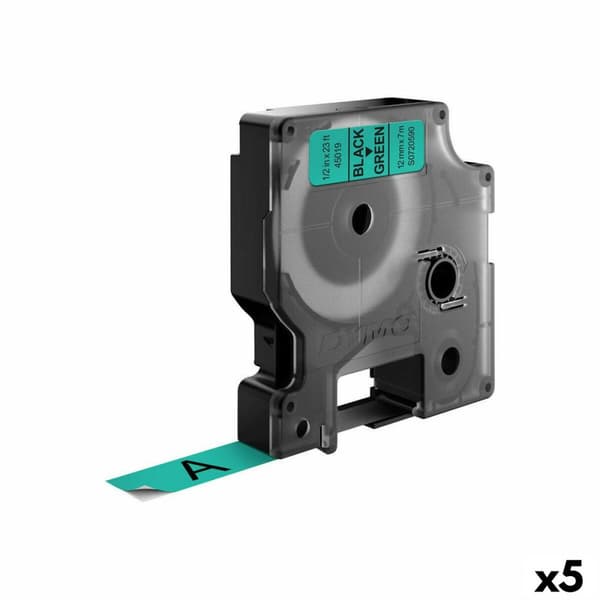 Laminoitu teippi tarrakoneelle Dymo D1 45019 12 mm LabelManager™ Vihreä Musta (5 osaa)