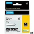 Pikkukuva 1 / 2: Laminoitu teippi tarrakoneelle Rhino Dymo ID1-19 19 x 5,5 mm Musta Valkoinen Vinyylit Itseliimautuvat (5 osaa)