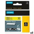 Miniatyrbillede 1 af 2: Lamineret tape til mærkningsmaskiner Rhino Dymo ID1-19 19 x 3,5 mm Sort Gul Auto bindemidler (5 enheder)