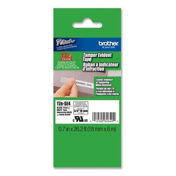 Laminoitu teippi tarrakoneelle Brother TZE-SE4 Musta/valkoinen 18mm Suojateippi