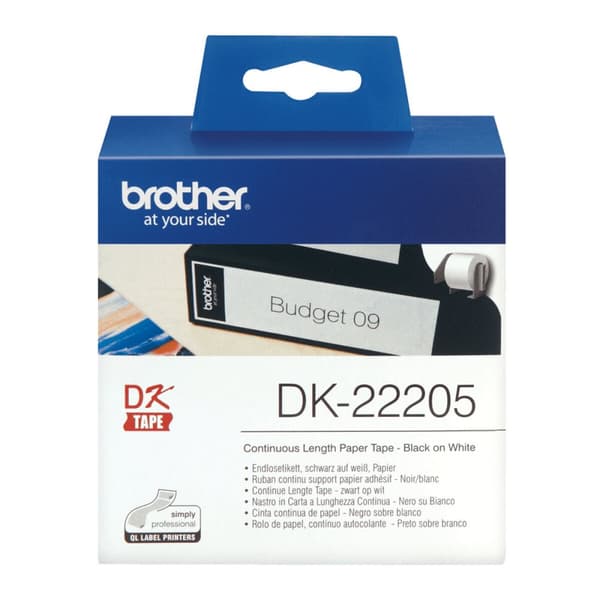 Jatkolomakepaperi tulostimelle Brother DK22205 Valkoinen Musta (1 osaa)