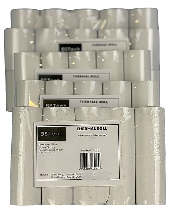 BSTech Paperirulla lämpö kassakoneille fiscal 57x15m 10 kpl
