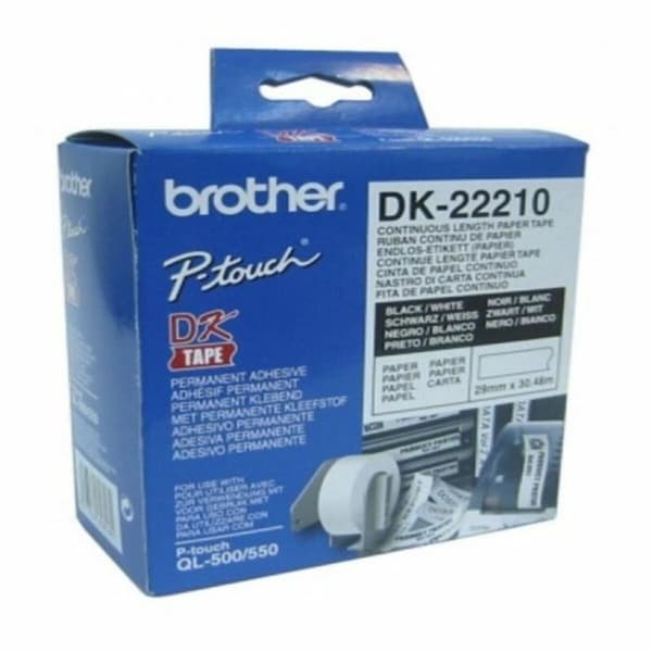 Jatkolomakepaperi tulostimelle Brother DK22210 29 x 30,48 mm Valkoinen Musta 80 g/m² (1 osaa)