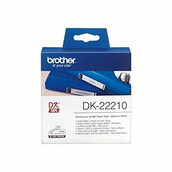 Jatkolomakepaperi tulostimelle Brother DK22210 29 x 30,48 mm Valkoinen Musta 80 g/m² (1 osaa)