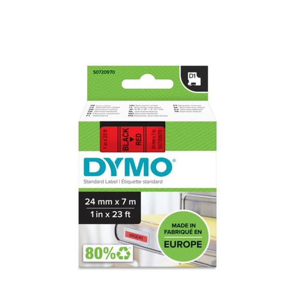 Lamineringsteip for merkemaskin Dymo D1 53717 24 mm LabelManager™ Rød Svart (5 enheter)