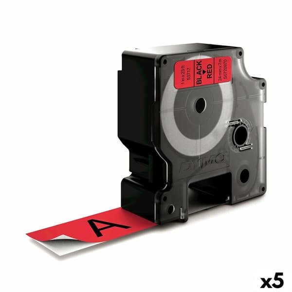 Lamineringsteip for merkemaskin Dymo D1 53717 24 mm LabelManager™ Rød Svart (5 enheter)