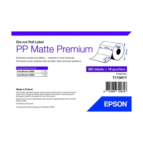 Painopaperi Epson 7113411 Valkoinen (18 osaa)