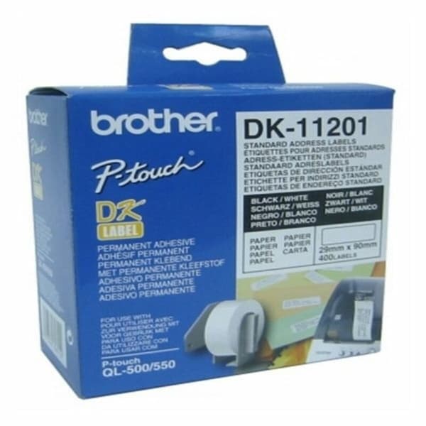Etiketter Brother DK11201 29 x 90 mm Svart Hvit