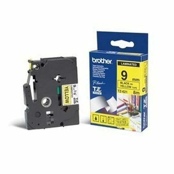 Laminoitu teippi tarrakoneelle Brother TZE621 Keltainen Musta/Keltainen 9 mm