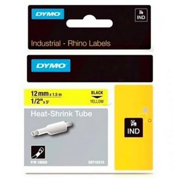 Laminoitu teippi tarrakoneelle Rhino Dymo ID1-12 Keltainen Musta 12 x 1,5 mm (5 osaa)