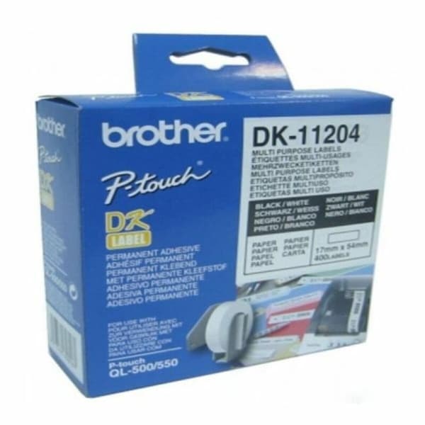 Etiketter till Multiskrivare Brother DK11204 17 x 54 mm Svart/Vit Vit