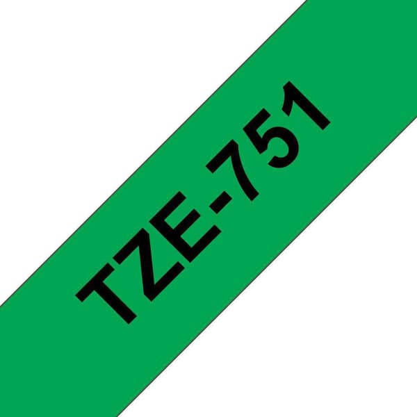 Tape BROTHER TZE751 24mm svart på grön