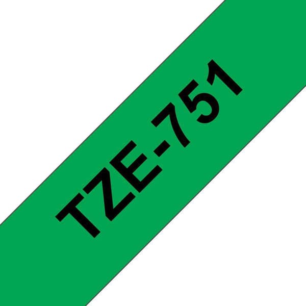 Tape BROTHER TZE751 24mm svart på grön