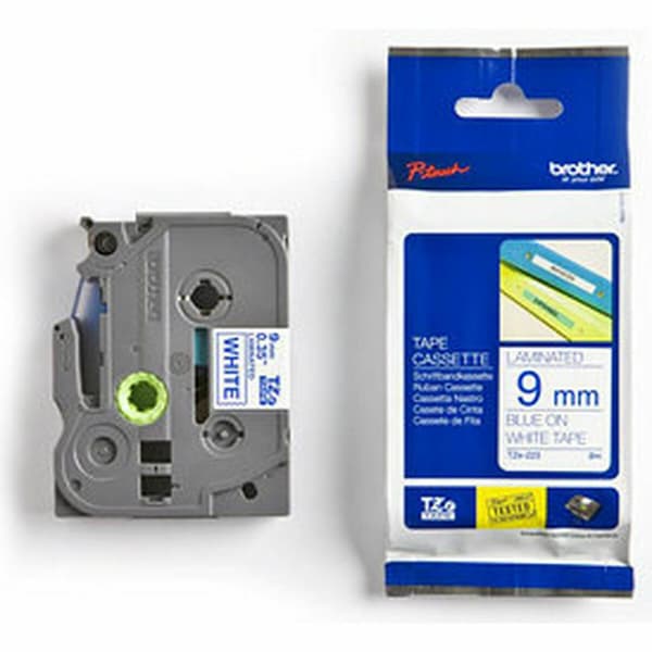 Lamineret tape til mærkningsmaskiner Brother Cinta laminada 9mm Blå/hvid