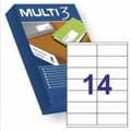 Miniatyrbild 2 av 2: Självhäftande etiketter MULTI 3 Vit Upprätt 500 Blad 105 x 42,4 mm