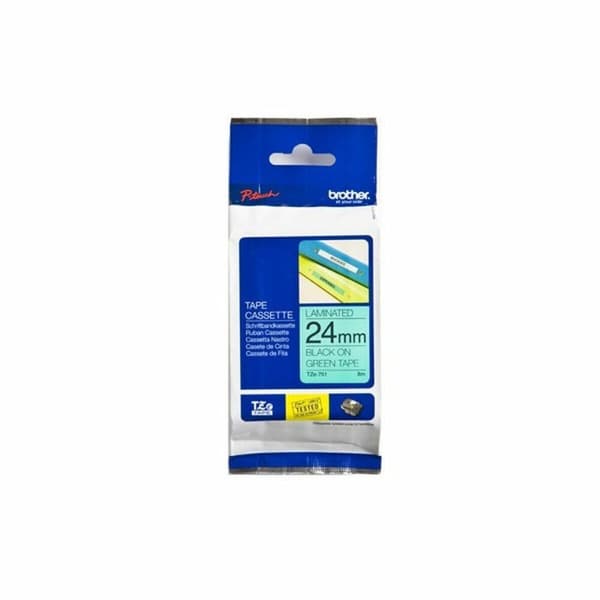 Laminerat Band till Etikettskrivare Brother TZE-751 24 mm x 8 m Svart/Grön