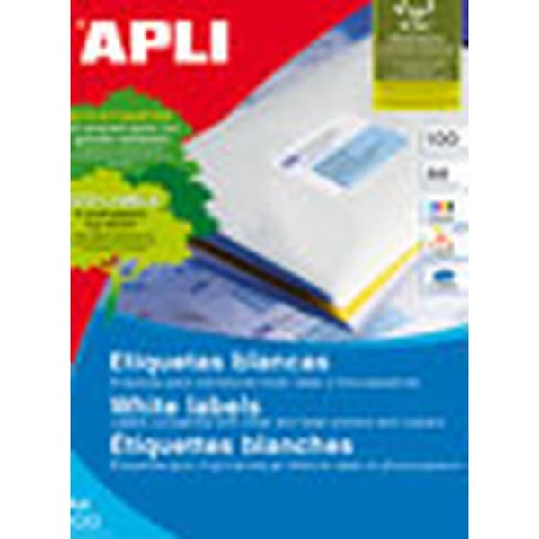 Selvklæbende etiketter Apli 01299 100 Ark 105 x 29 mm Hvid