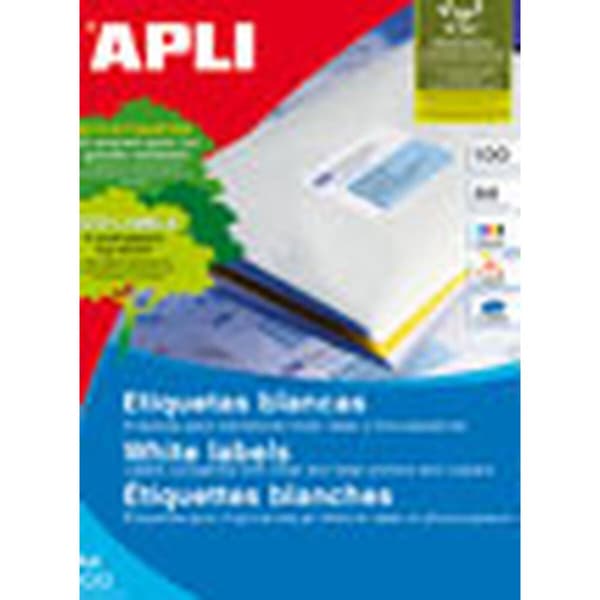 Selvklæbende etiketter Apli 01299 100 Ark 105 x 29 mm Hvid